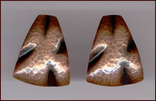 MODERNIST STYLE HAND-HAMMERED COPPER EARRINGS