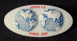 RARE OVAL 1937 PARIS EXPO PIN CZECH GLASS