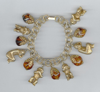 RARE FLORENZA SEE NO EVIL, HEAR NO EVIL, SPEAK NO EVIL MONKEY CHARM BRACELET