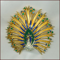 ELEGANT 3 DIMENSIONAL JOMAZ PEACOCK PIN