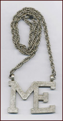 HUGE ACCESSOCRAFT SILVER TONE "ME" PENDANT