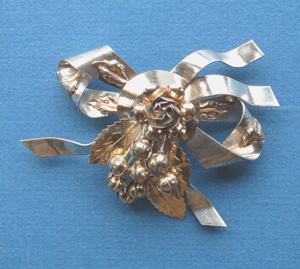 HOBE STERLING SILVER WITH GOLD WASH BOUQUET PIN