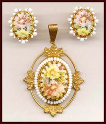 MIRIAM HASKELL FLORAL CABOCHON SET