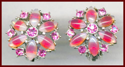 WEISS PINK/WHITE GIVRE RHINESTONE EARRINGS