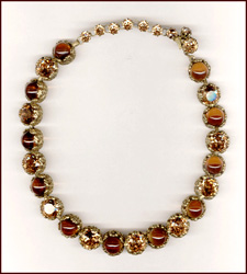 ELEGANT TOPAZ RHINESTONE / ROOT BEER GLASS CABACHON CHOKER