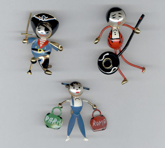 SET OF 3 ROBOTIC / PUFFED / WHIMSEY FIGURAL PINS