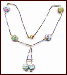 PINK & BLUE MURANO GLASS BEAD NECKLACE