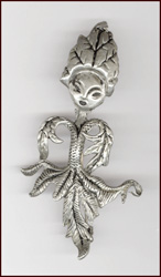 FANCIFUL PEWTER TONE LEAF LADY PIN
