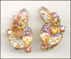 PINK AURORA BOREALIS RHINESTONE EARRINGS