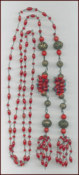 1920's HANDWIRED RED GLASS FLAPPER STYLE SAUTOIR