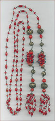 1920's HANDWIRED RED GLASS FLAPPER STYLE SAUTOIR