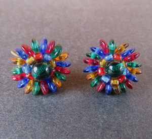 CZECH MULTICOLOR GLASS BEAD EARRINGS